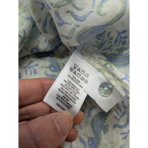 Sigrid Olsen 100% Linen Tunic Button Up Shirt Sea Horse Nautical Starfish Large - Picture 10 of 13